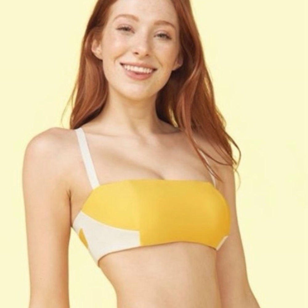 NWT Summersalt The Sunbather Mango and Sand Bikini Top Size 6 Coastal Swimwear